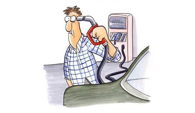 Карикатура -Застрелись бензином-