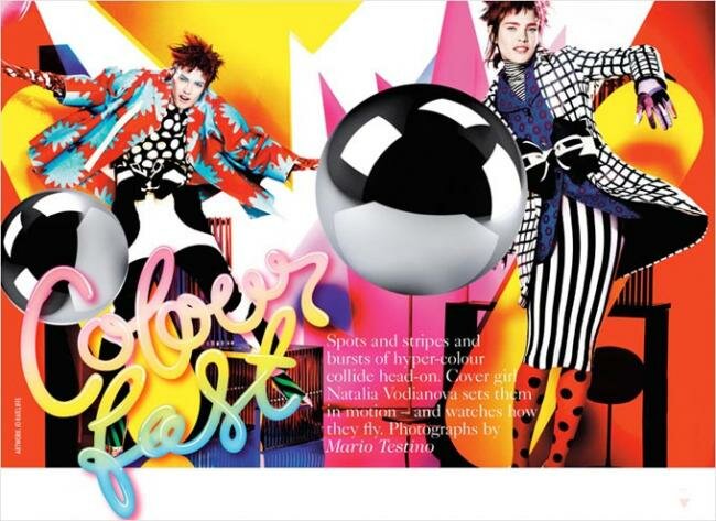 Наталья Водянова в фотосессии Colour Fast для  Vogue UK 