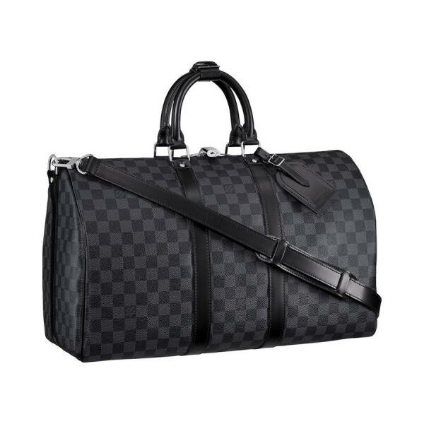 Мужская сумка Louis Vuitton Keepall Bandouliere, Damiere Graphite (Луи Виттон Кипол бондольер дамьер графит)
