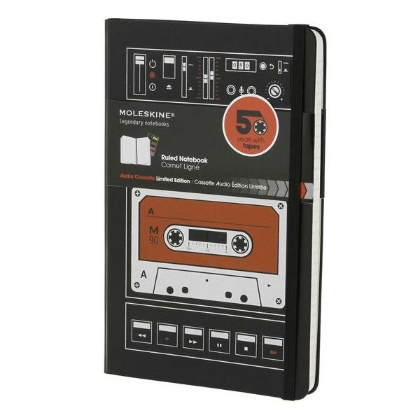 Записная книжка Moleskine `Le Audiocassette` в линейку (большая, твёрдая, чёрная)