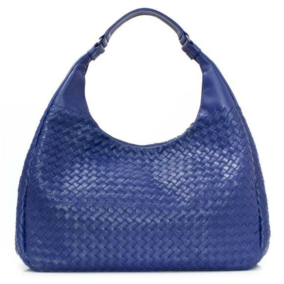 Женская сумка Bottega Veneta Indigo Blue Intrecciato Nappa Campana Bag (Боттега Венета Индиго блю интресьято напа кампана бэг)